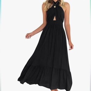 Crossover Halter Neck Sleeveless Dress Backless